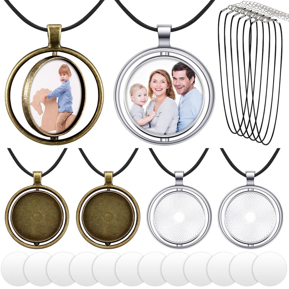 9442 24 Pcs Sublimation Rhinestone Trays Pendant Set, Including 6 Double